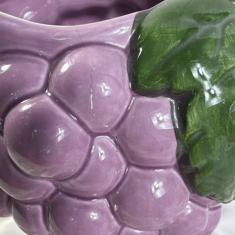 Purple‎ Grape Ceramic Pitcher Vintage Style Kitchen Decor Beverage Server
